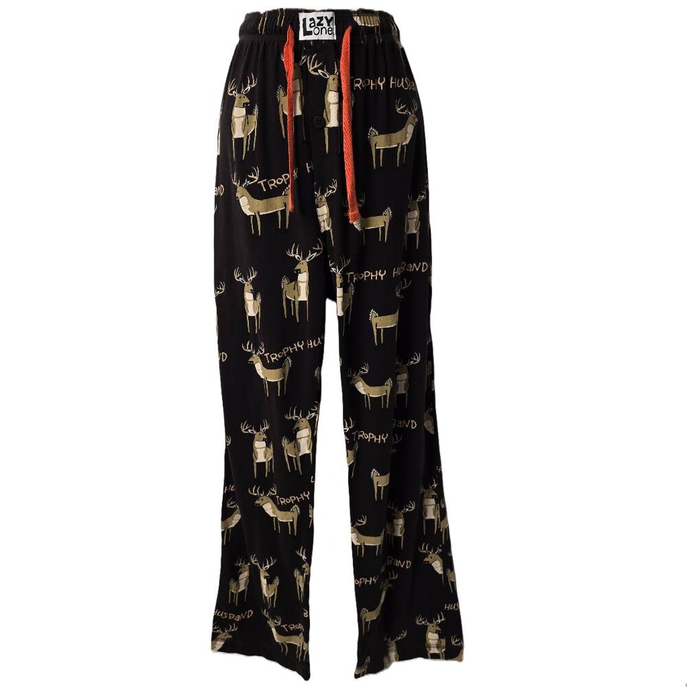 Lazy One Trophy Husband Pants L Men Lounge Sleep Pajama Pants Deer Hunt POCKETS